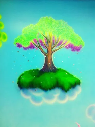 Funky planet - magic fairy tree on cloud