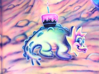 Funky planet - stegosaurus & cake