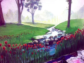 Malouf estate - tulips & stream